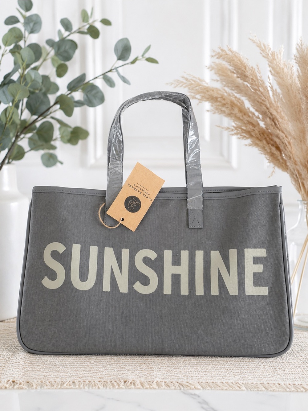 SUNSHINE Gray Canvas Tote Bag